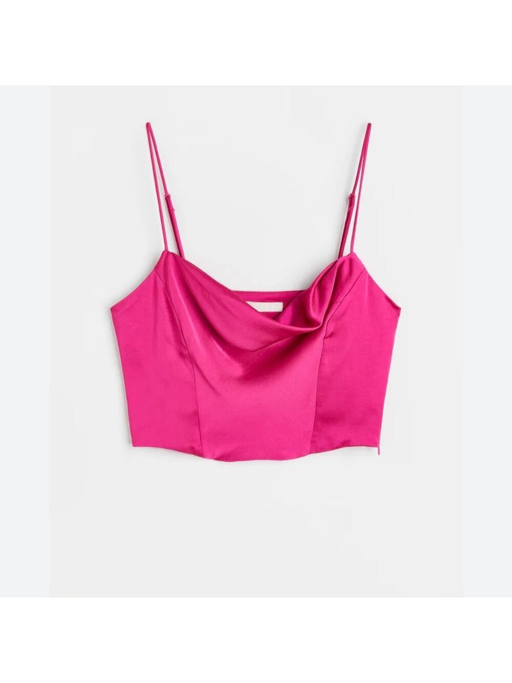H&M Hot Pink Satin Cowl Neck Coset Crop Top XS